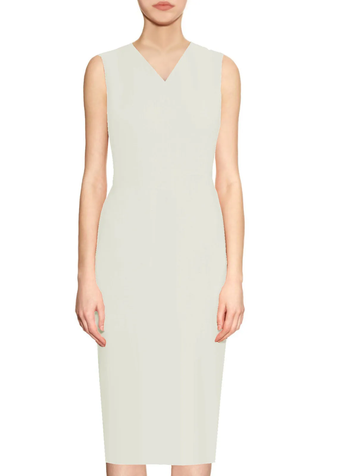 Kateri V-Neckline White Sheath Dress