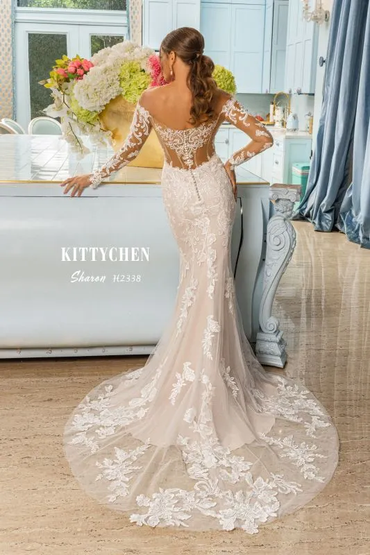Kitty Chen Size 12 Sharon Ivory/Khaki/Tan Gown