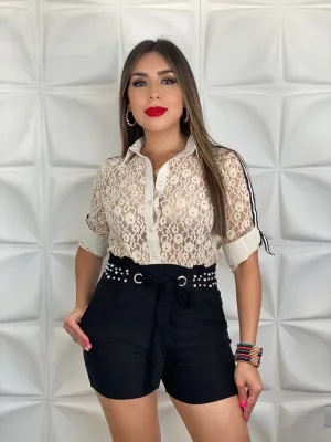 Lace Button Down Top