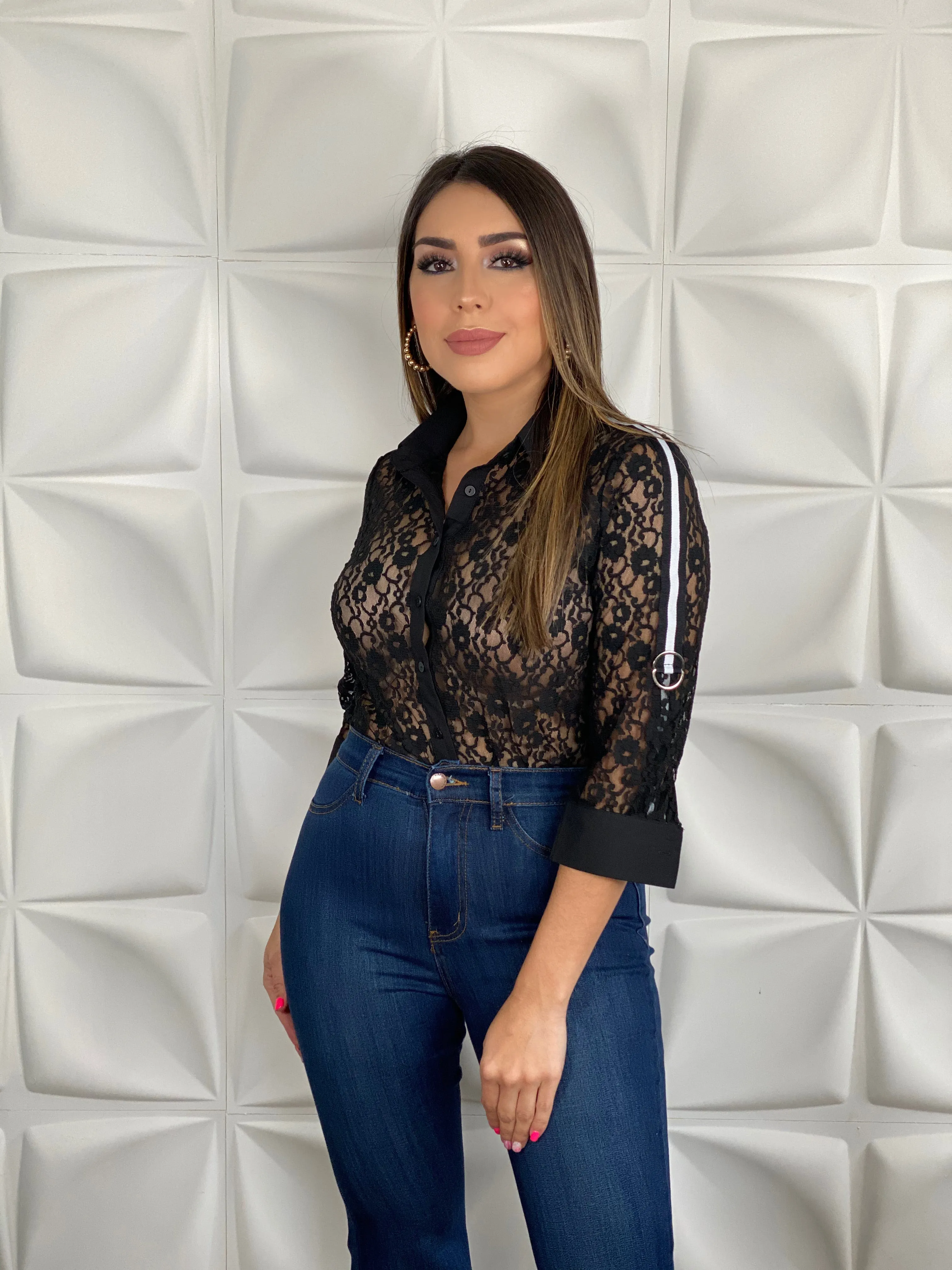 Lace Button Down Top