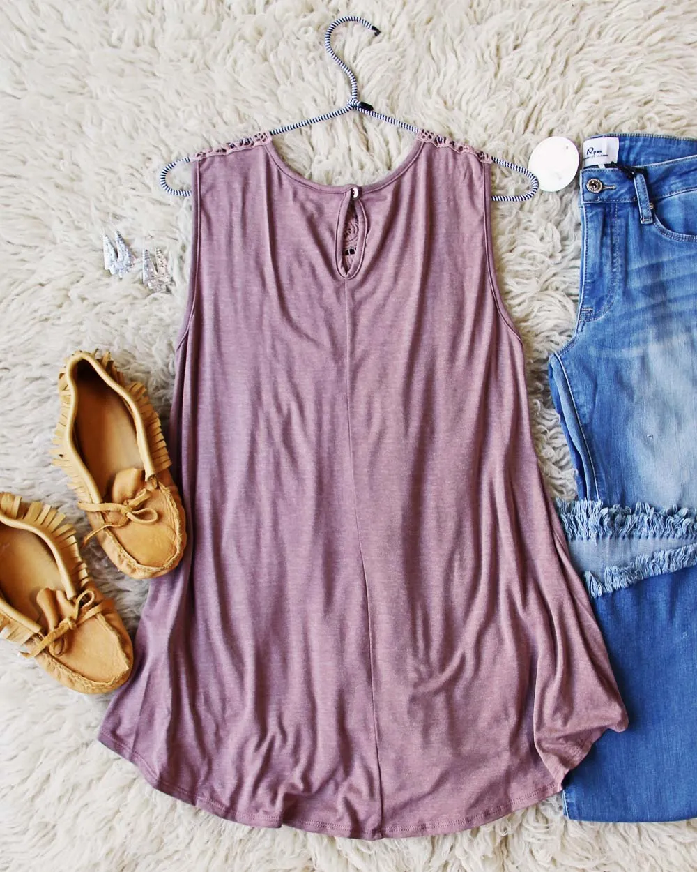Lace Gypsy Tank in Taupe