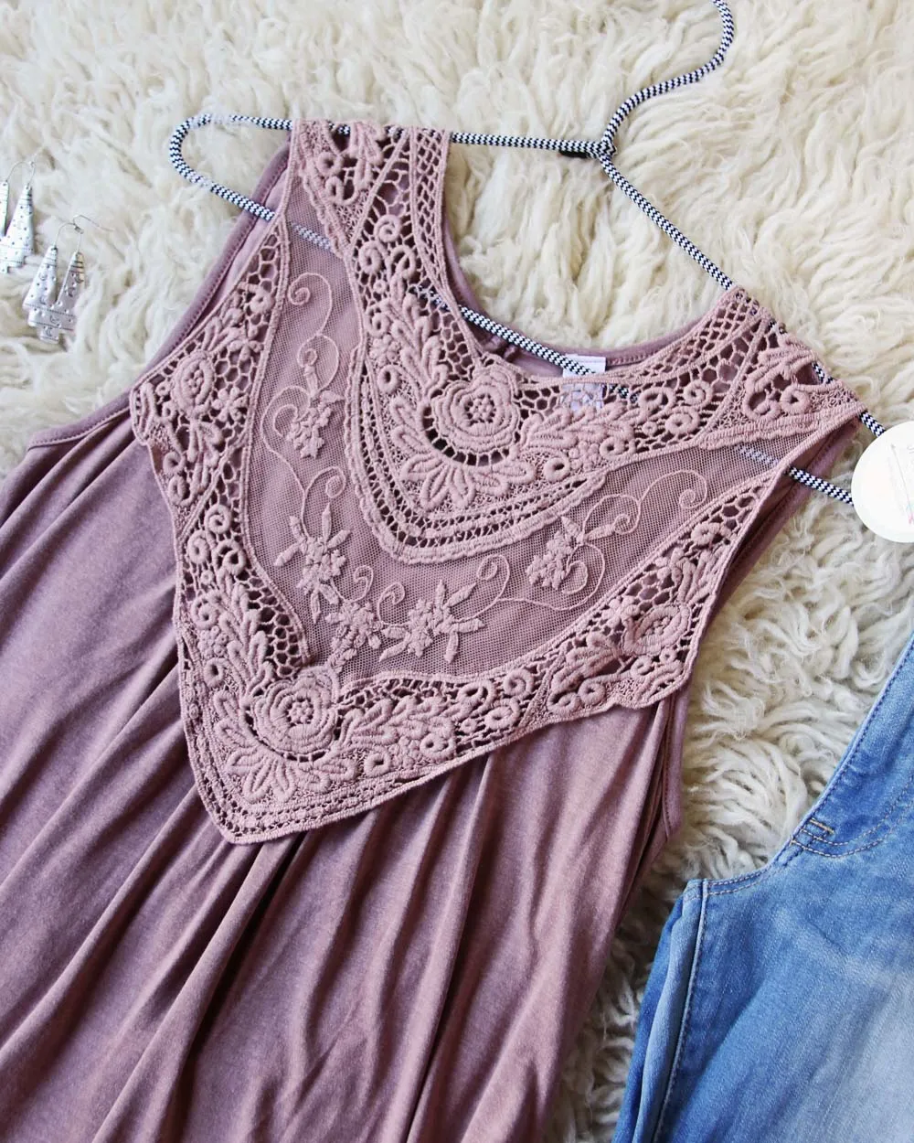 Lace Gypsy Tank in Taupe
