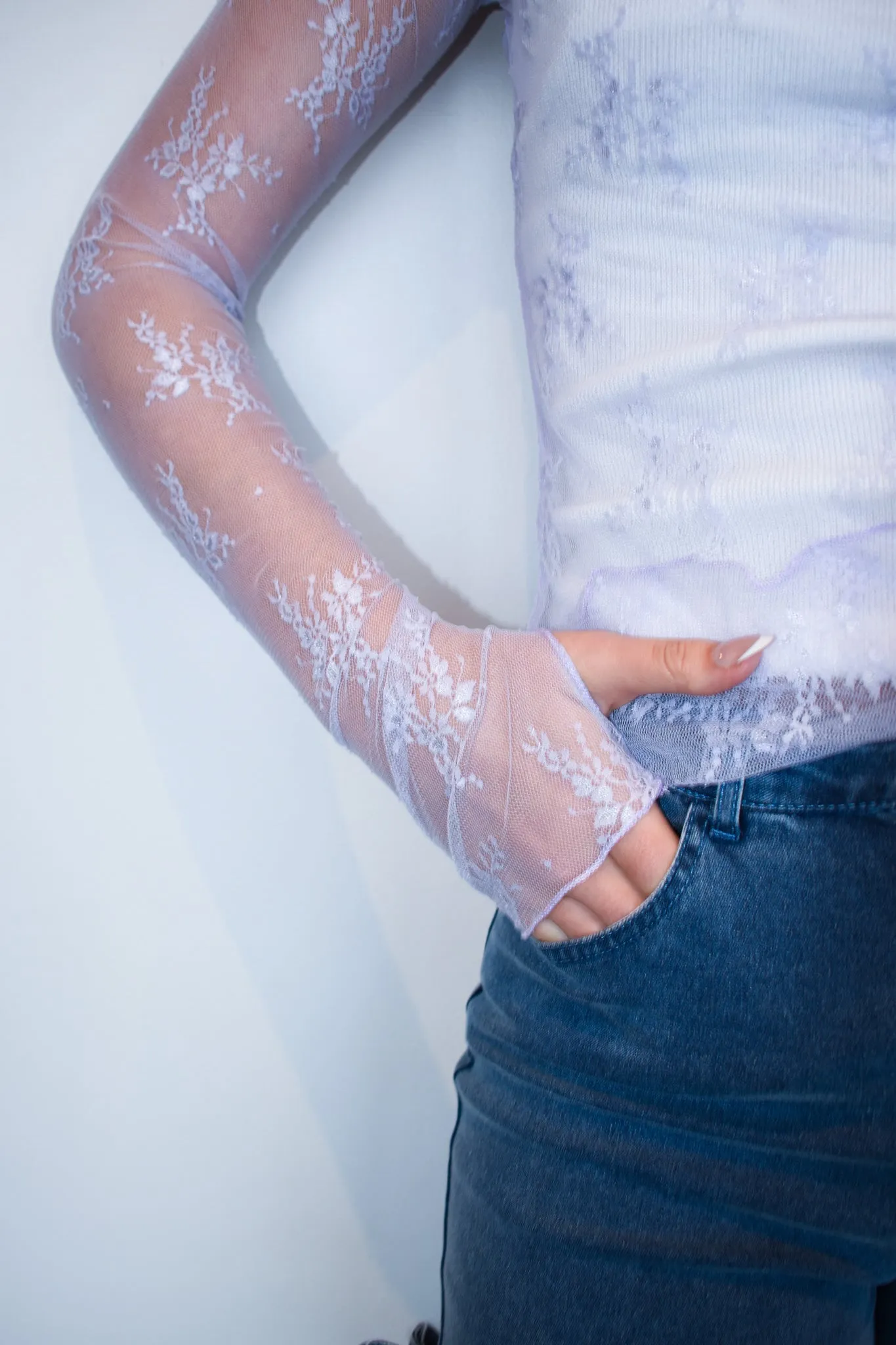 Lace Long Sleeve Layering Top- Lilac