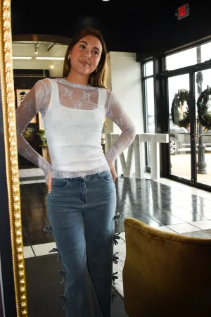 Lace Long Sleeve Layering Top- Lilac