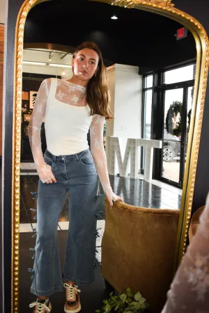 Lace Long Sleeve Layering Top- White