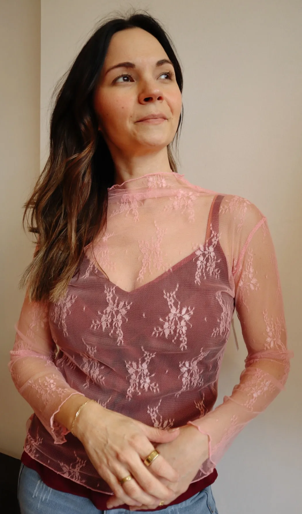 Lace Mesh Layering Top