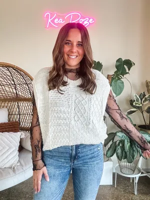 LACE MESH TOP-BLACK