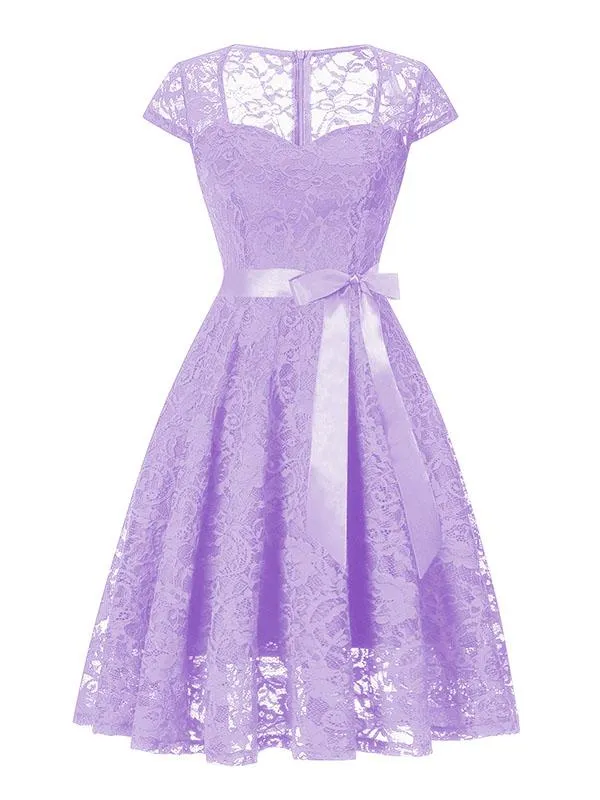 Lace Queen Anne Collar Cap Sleeve Vintage Dress