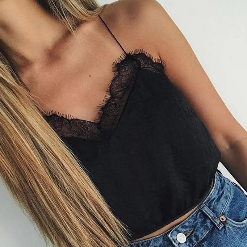 Lace V-Neck Crop Tank Top