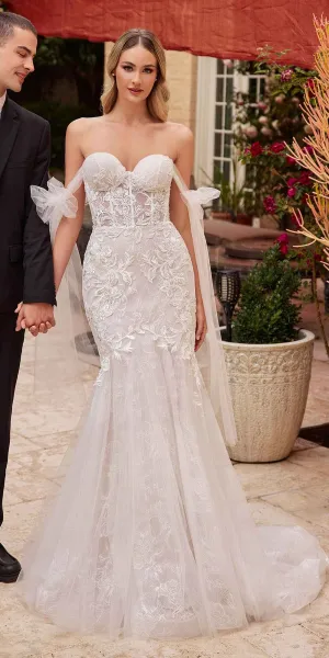 Ladivine CB125W Off the Shoulder Lace Mermaid Wedding Dress