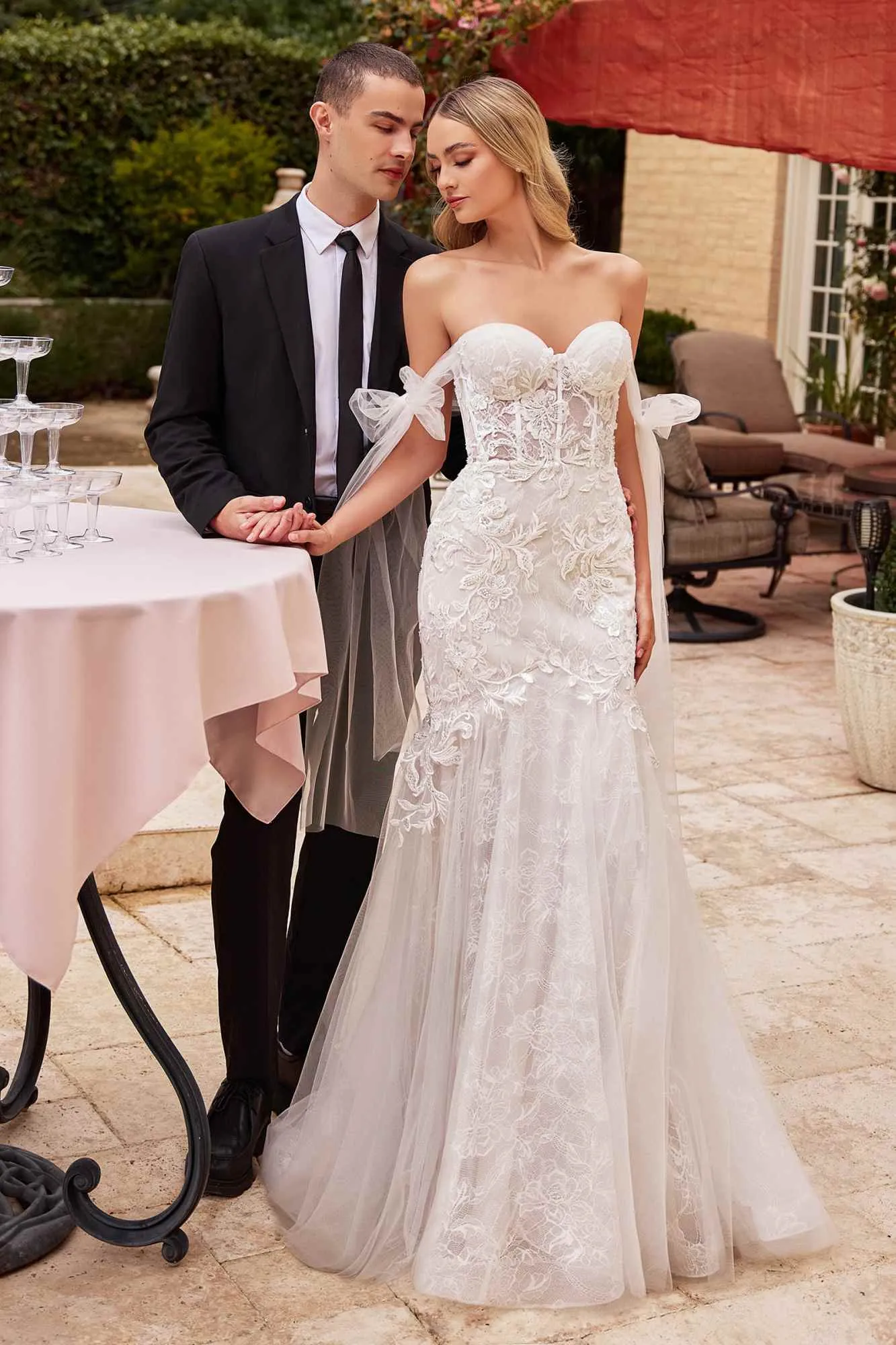 Ladivine CB125W Off the Shoulder Lace Mermaid Wedding Dress