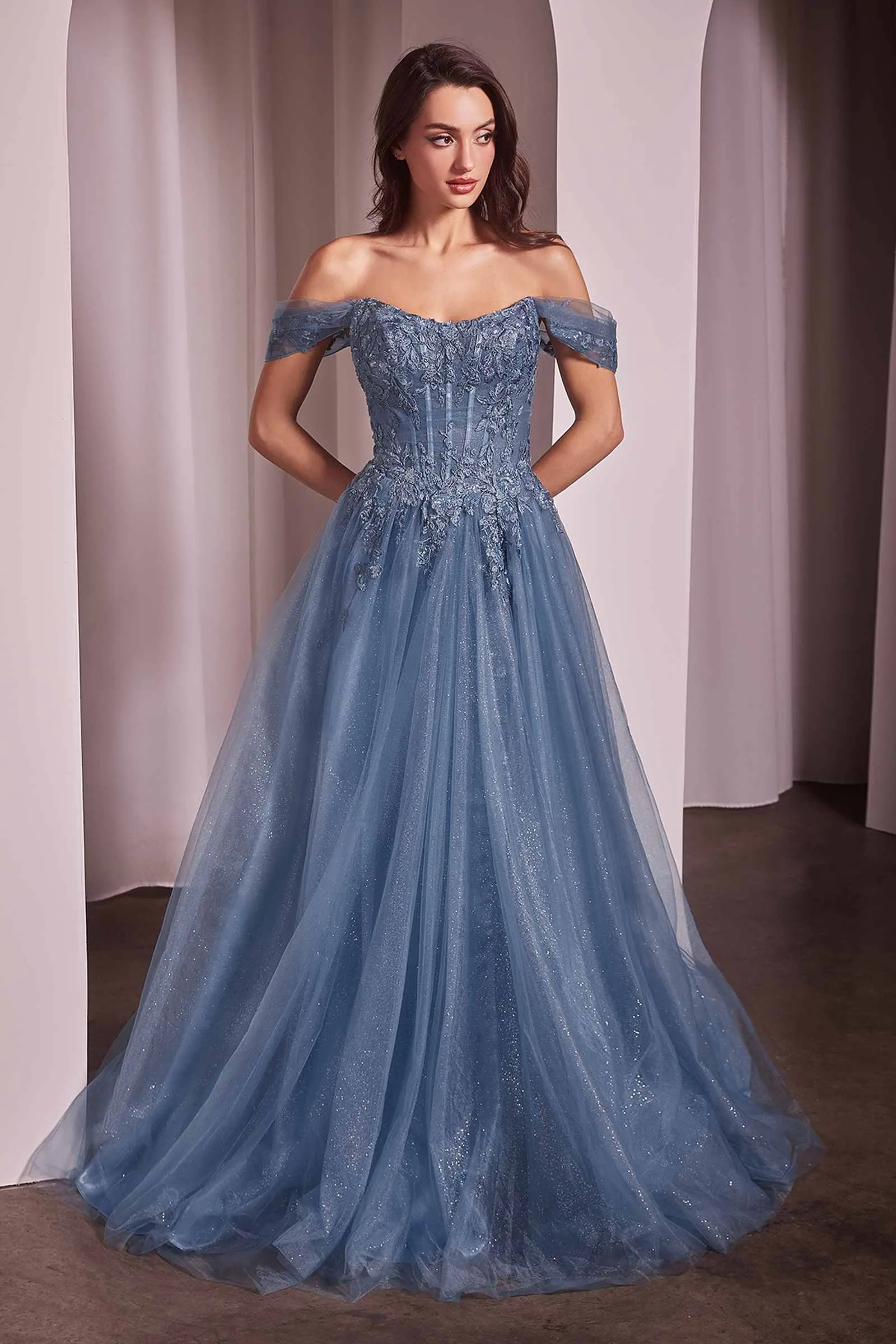 Ladivine CD799 Long Off The Shoulder A-Line Ball Gown