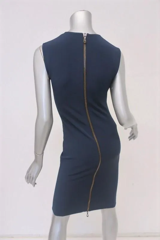 Lanvin Dress Navy Neoprene Size 36 Sleeveless Sheath