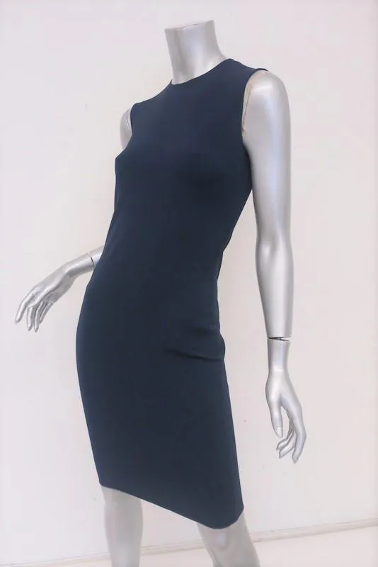 Lanvin Dress Navy Neoprene Size 36 Sleeveless Sheath