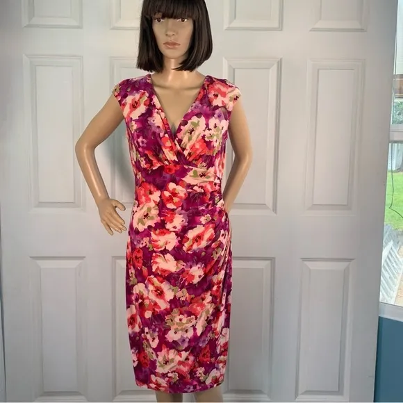 Lauren Ralph Lauren Floral Print Ruched Sheath Dress
