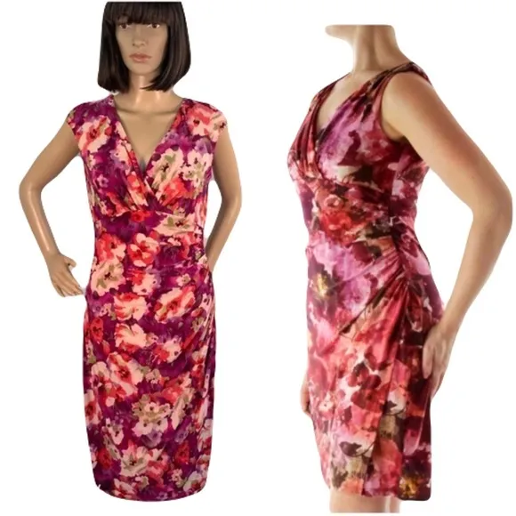 Lauren Ralph Lauren Floral Print Ruched Sheath Dress