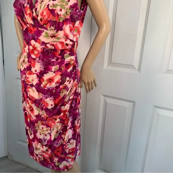 Lauren Ralph Lauren Floral Print Ruched Sheath Dress