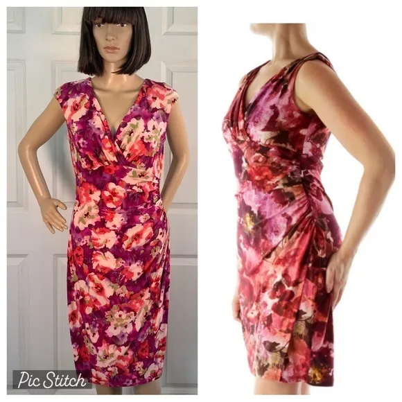 Lauren Ralph Lauren Floral Print Ruched Sheath Dress