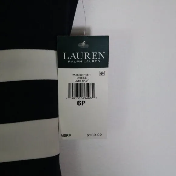 Lauren Ralph Lauren Striped Sheath Dress Womens 6P Navy Preppy Cocktail Office