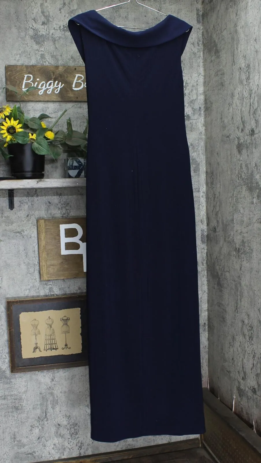 Lauren Ralph Lauren Womens Jersey Long Evening Dress Lighthouse Navy Blue 14