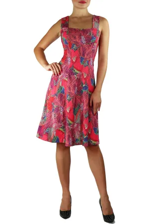 LAUREN Textured Floral Paneled A-line Dress