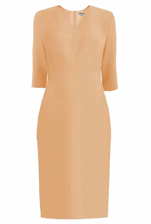 Lausanne Red Sheath Dress with Vneck and 3/4 Sleeves