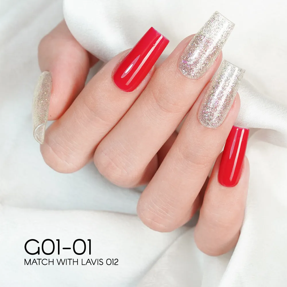 LAVIS Glitter G01 - Set 24 Colors - Gel Polish 0.5 oz - Galaxy Collection
