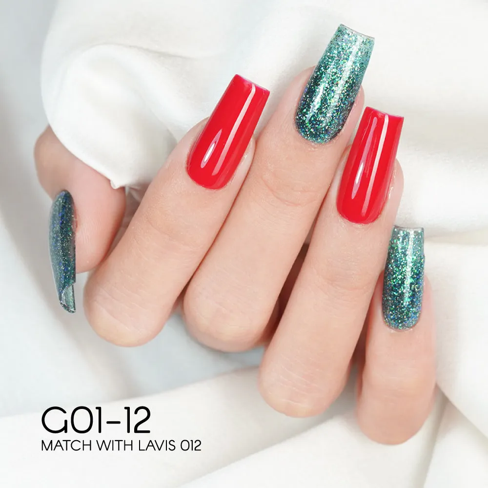 LAVIS Glitter G01 - Set 24 Colors - Gel Polish 0.5 oz - Galaxy Collection