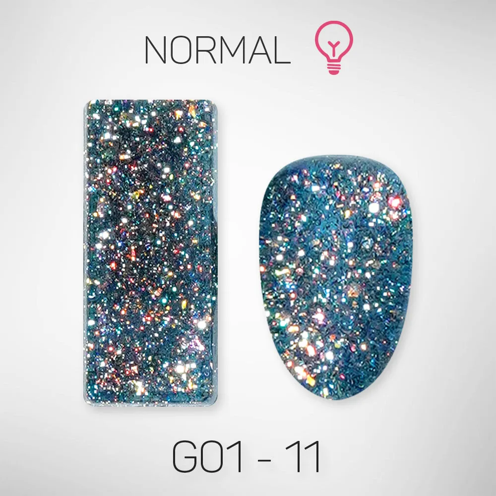 LAVIS Glitter G01 - Set 24 Colors - Gel Polish 0.5 oz - Galaxy Collection