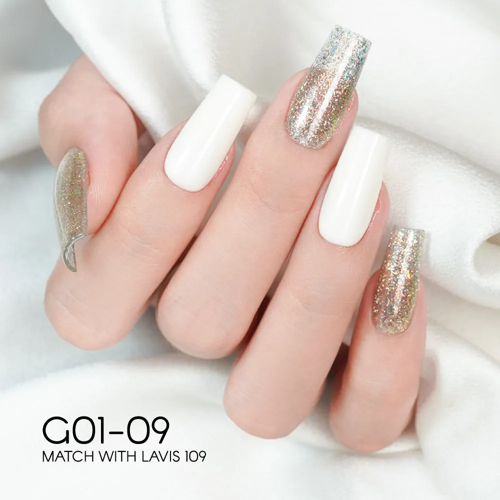 LAVIS Glitter G01 - Set 24 Colors - Gel Polish 0.5 oz - Galaxy Collection