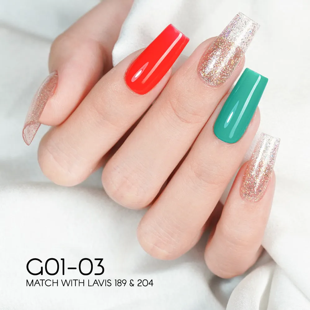 LAVIS Glitter G01 - Set 24 Colors - Gel Polish 0.5 oz - Galaxy Collection