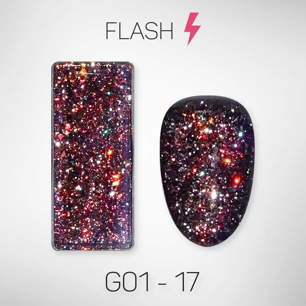 LAVIS Glitter G01 - Set 24 Colors - Gel Polish 0.5 oz - Galaxy Collection