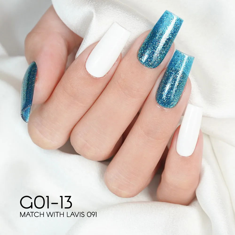 LAVIS Glitter G01 - Set 24 Colors - Gel Polish 0.5 oz - Galaxy Collection