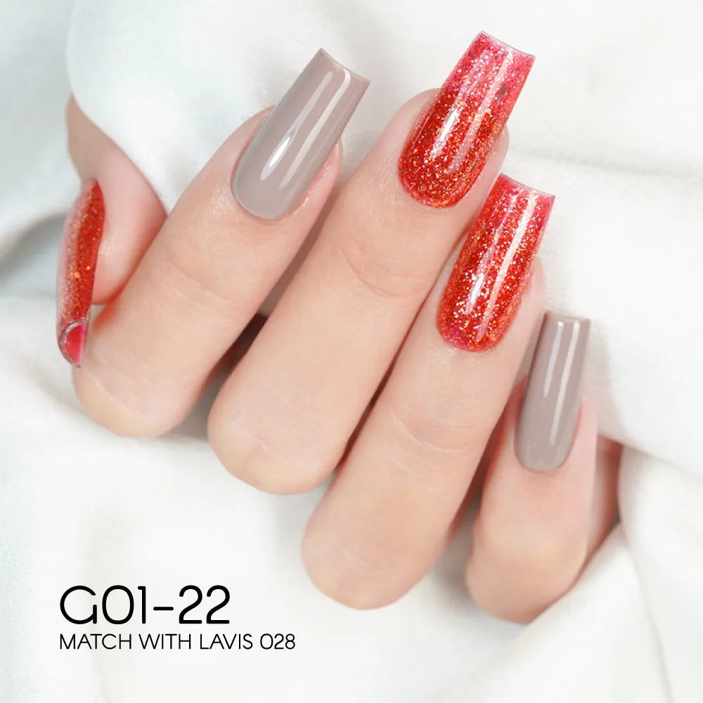LAVIS Glitter G01 - Set 24 Colors - Gel Polish 0.5 oz - Galaxy Collection