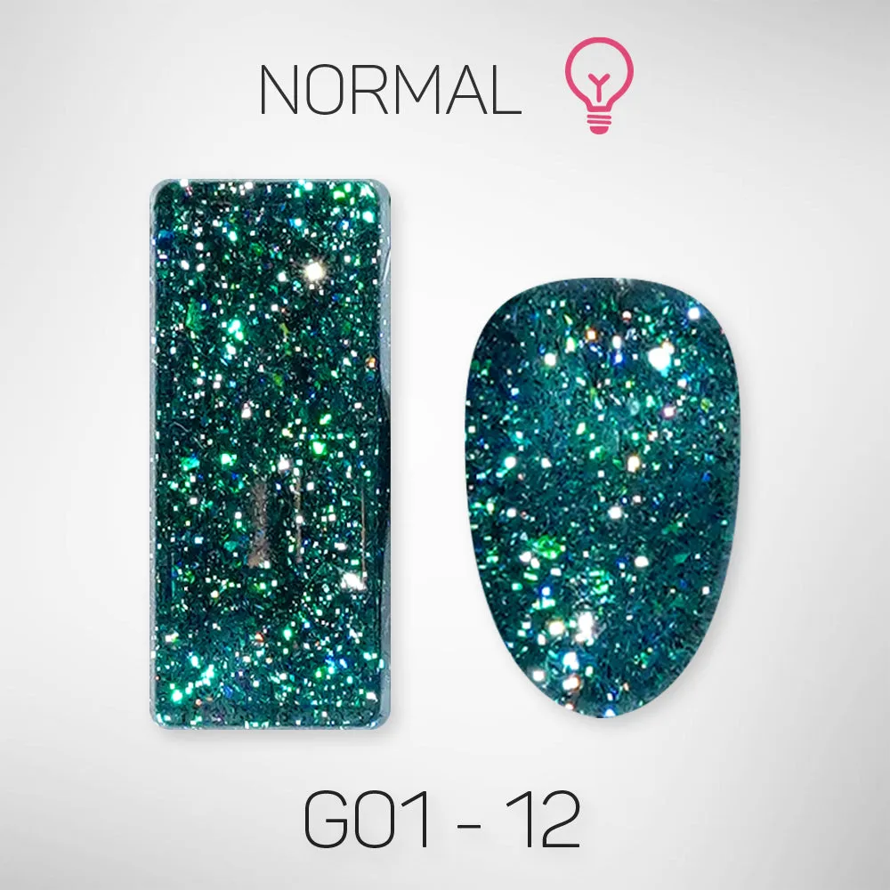 LAVIS Glitter G01 - Set 24 Colors - Gel Polish 0.5 oz - Galaxy Collection