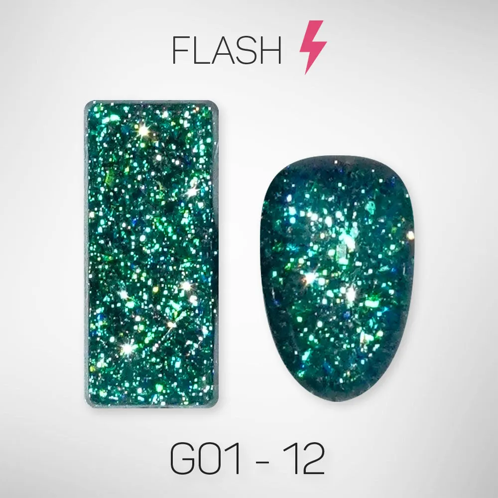 LAVIS Glitter G01 - Set 24 Colors - Gel Polish 0.5 oz - Galaxy Collection