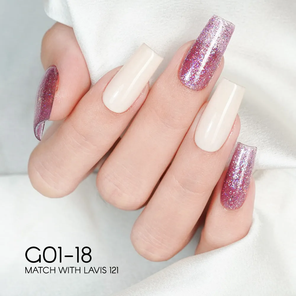 LAVIS Glitter G01 - Set 24 Colors - Gel Polish 0.5 oz - Galaxy Collection