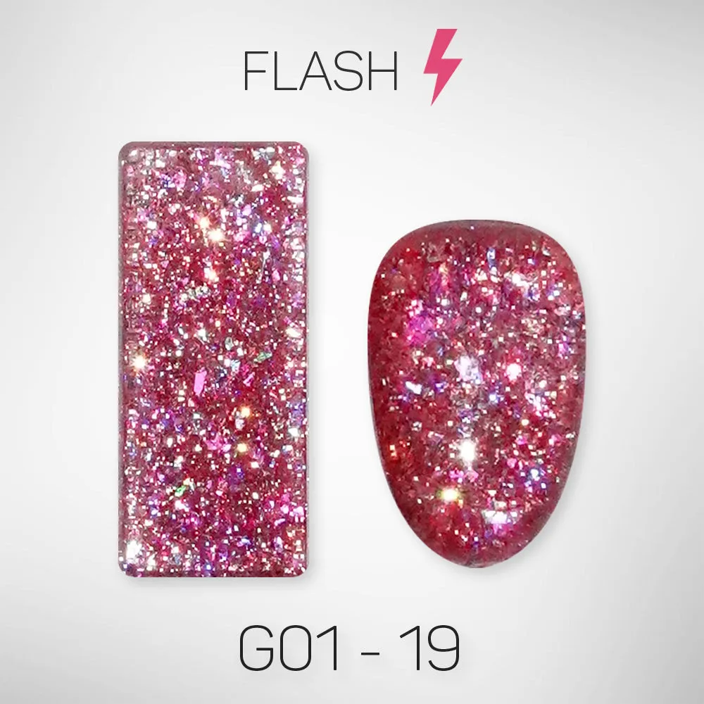 LAVIS Glitter G01 - Set 24 Colors - Gel Polish 0.5 oz - Galaxy Collection