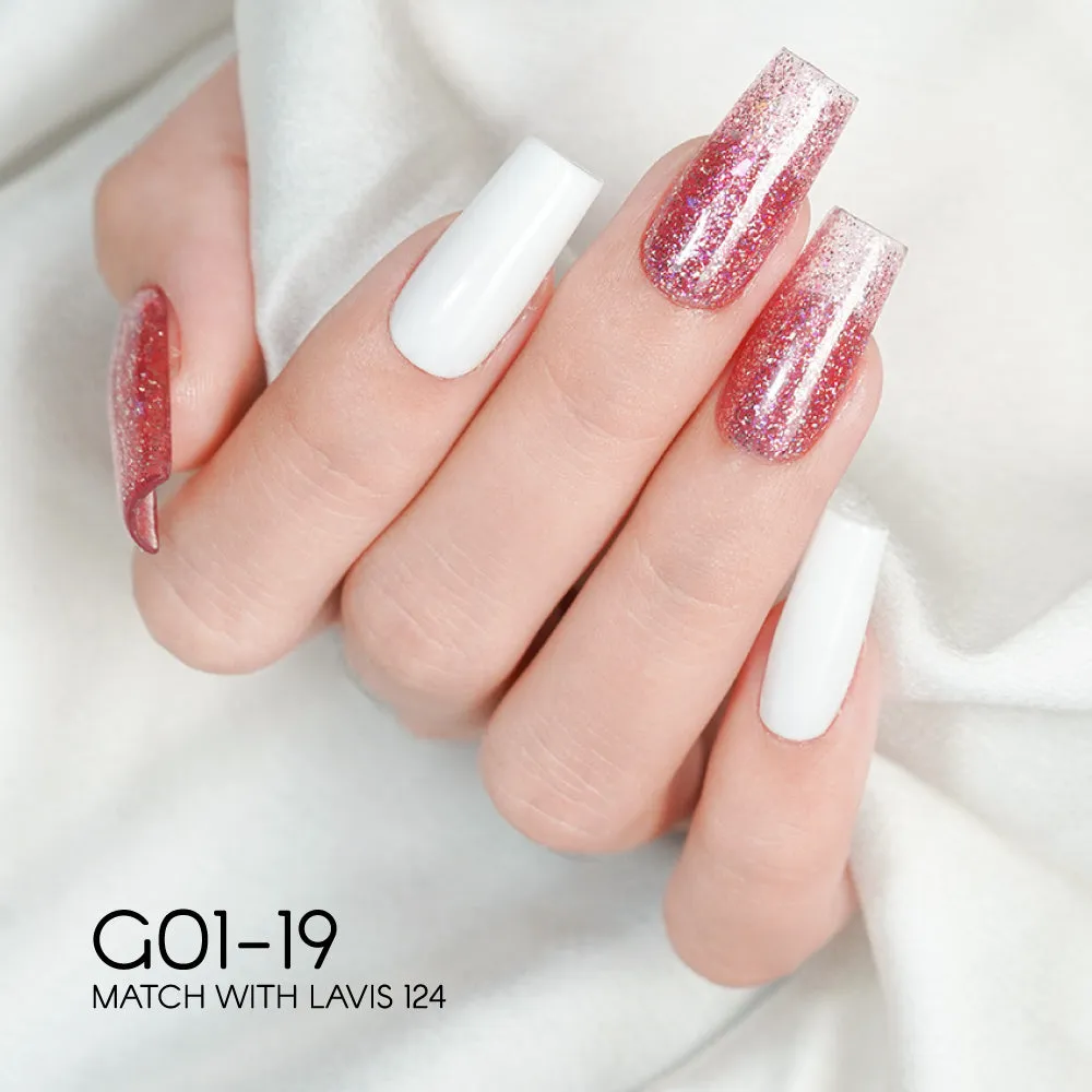 LAVIS Glitter G01 - Set 24 Colors - Gel Polish 0.5 oz - Galaxy Collection