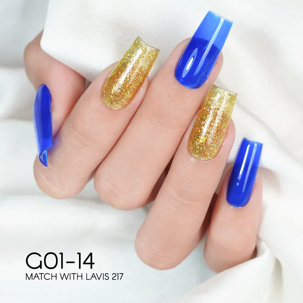 LAVIS Glitter G01 - Set 24 Colors - Gel Polish 0.5 oz - Galaxy Collection
