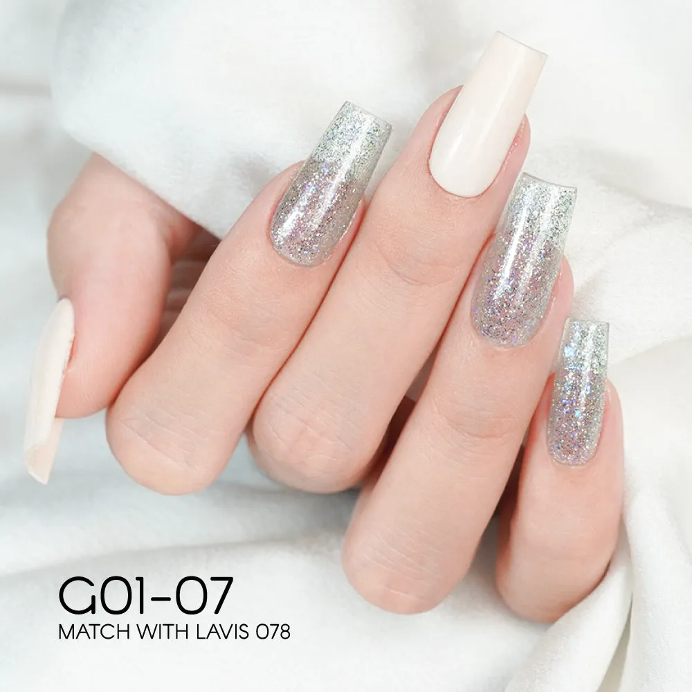LAVIS Glitter G01 - Set 24 Colors - Gel Polish 0.5 oz - Galaxy Collection
