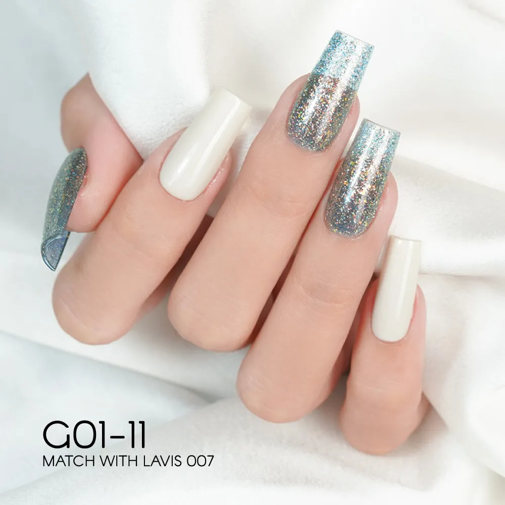 LAVIS Glitter G01 - Set 24 Colors - Gel Polish 0.5 oz - Galaxy Collection