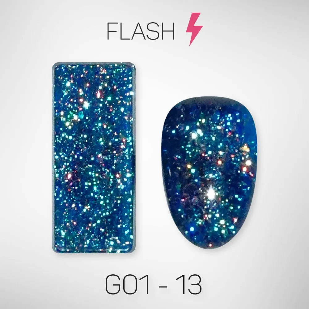 LAVIS Glitter G01 - Set 24 Colors - Gel Polish 0.5 oz - Galaxy Collection