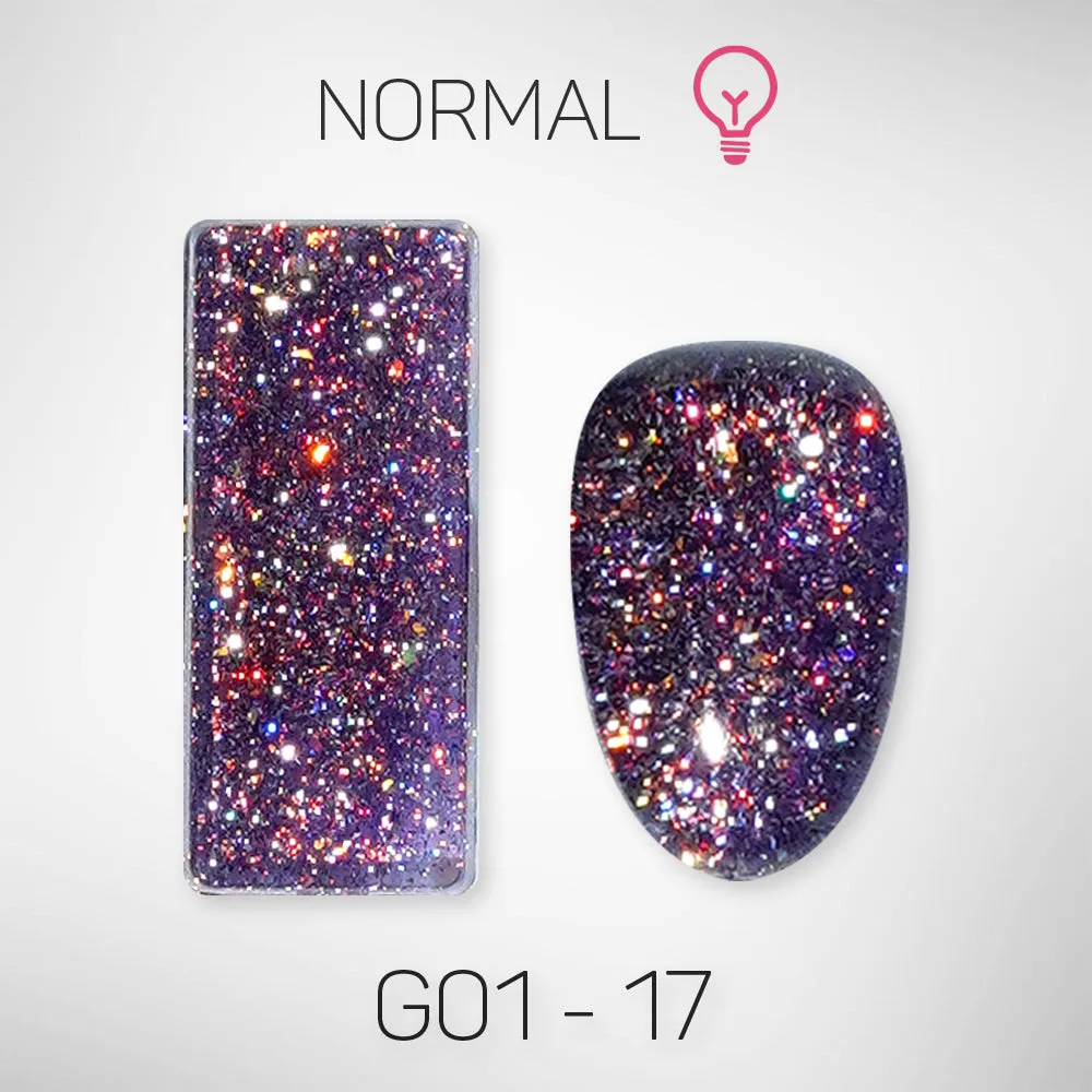 LAVIS Glitter G01 - Set 24 Colors - Gel Polish 0.5 oz - Galaxy Collection