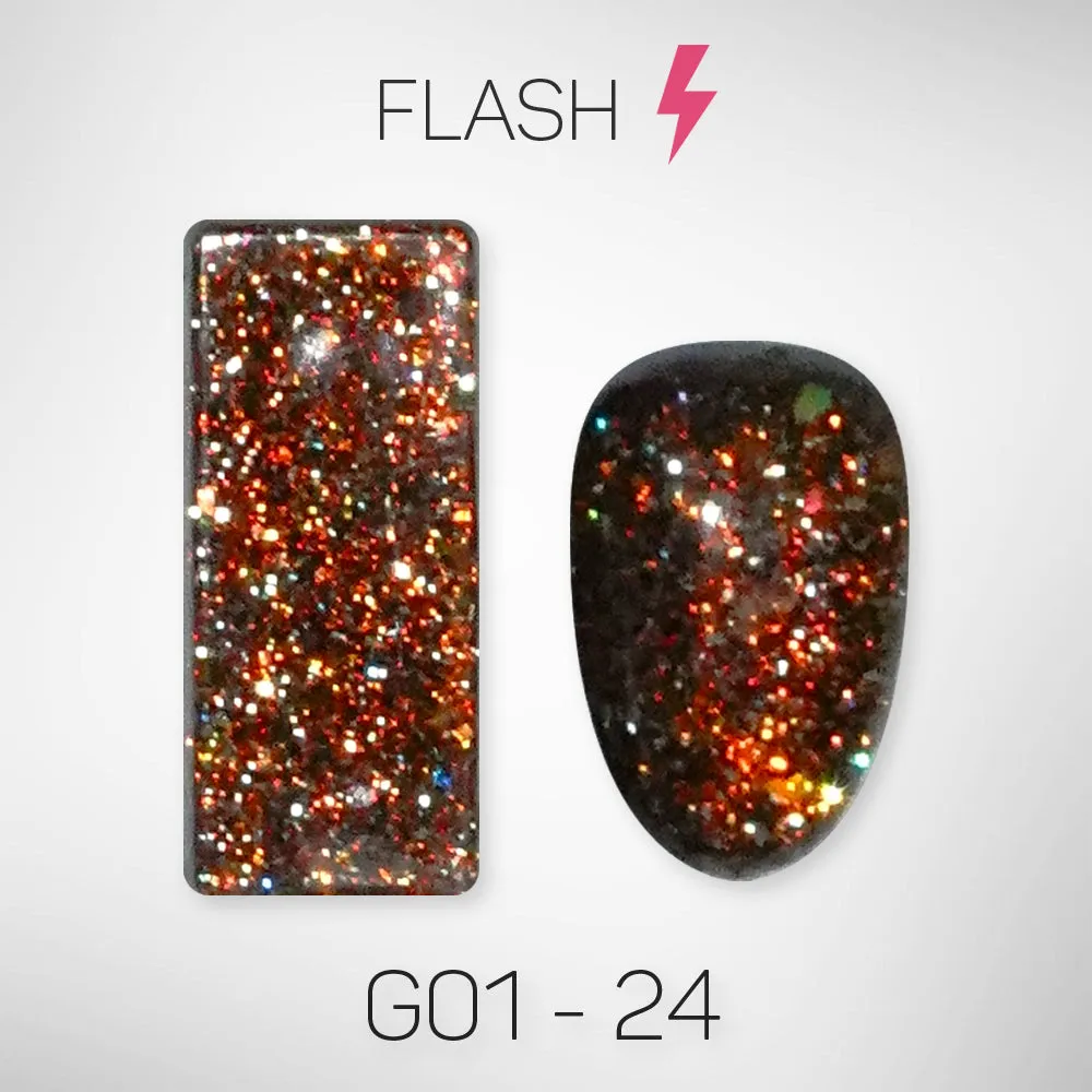 LAVIS Glitter G01 - Set 24 Colors - Gel Polish 0.5 oz - Galaxy Collection