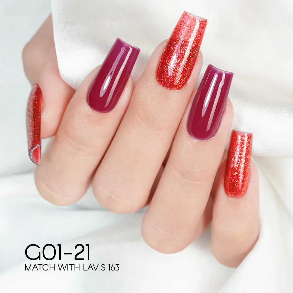 LAVIS Glitter G01 - Set 24 Colors - Gel Polish 0.5 oz - Galaxy Collection