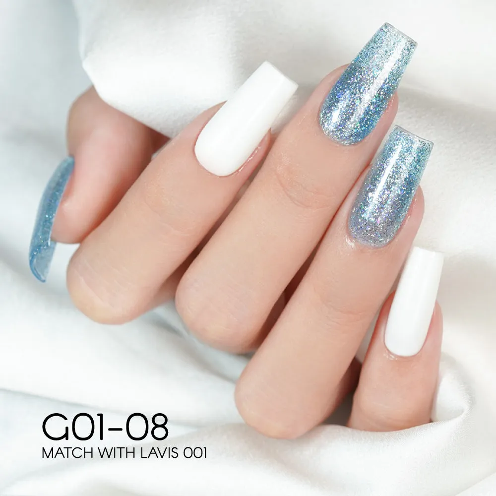LAVIS Glitter G01 - Set 24 Colors - Gel Polish 0.5 oz - Galaxy Collection