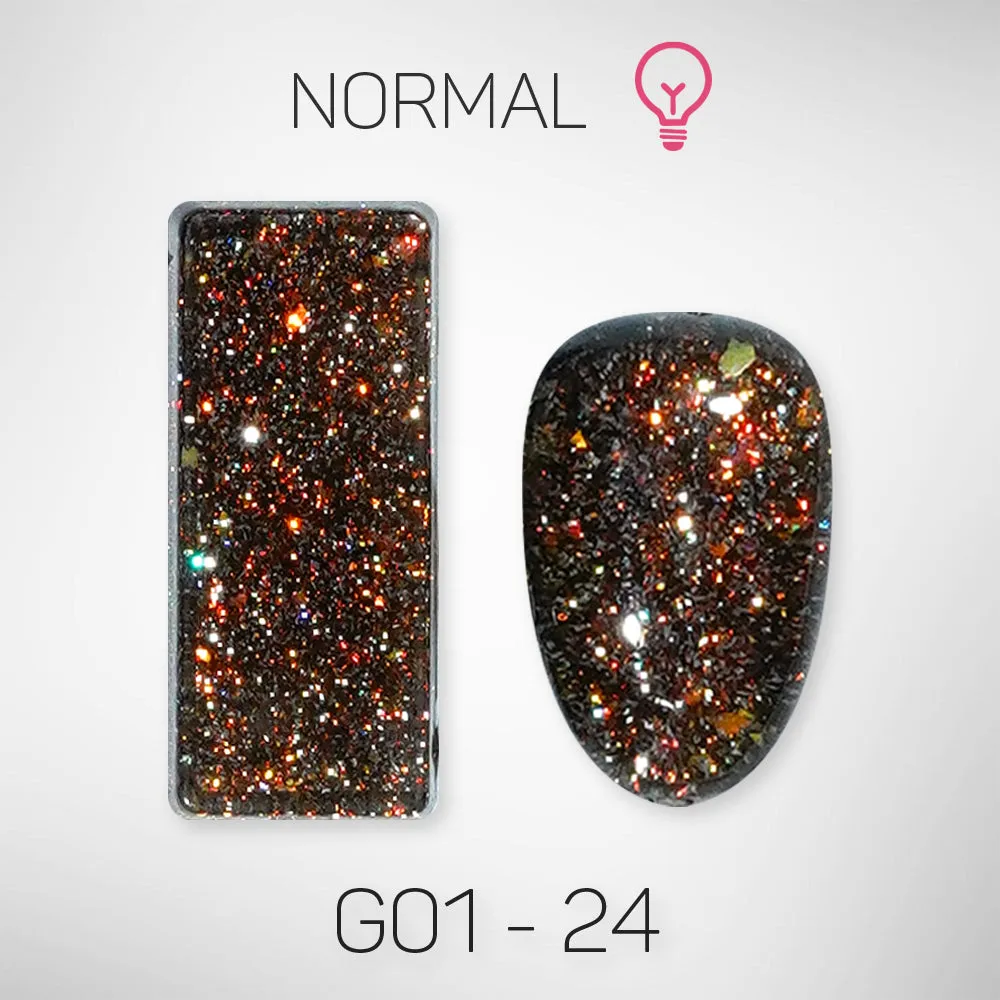 LAVIS Glitter G01 - Set 24 Colors - Gel Polish 0.5 oz - Galaxy Collection