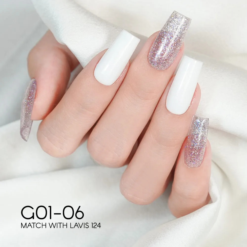 LAVIS Glitter G01 - Set 24 Colors - Gel Polish 0.5 oz - Galaxy Collection