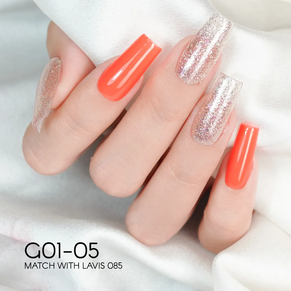 LAVIS Glitter G01 - Set 24 Colors - Gel Polish 0.5 oz - Galaxy Collection